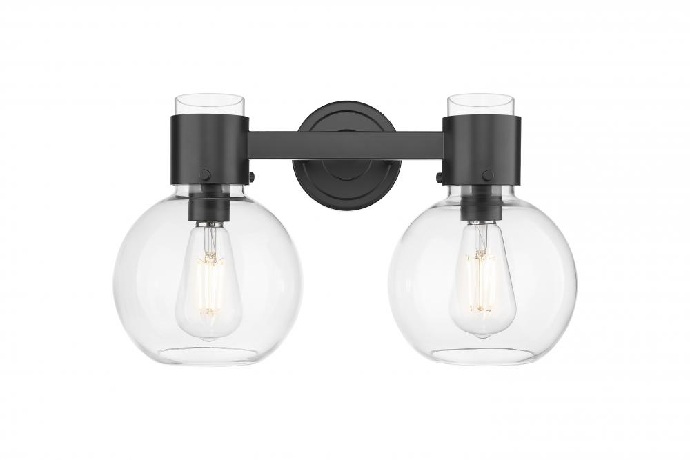 Lawton Sphere - 2 Light - 17 inch - Matte Black - Bath Vanity Light