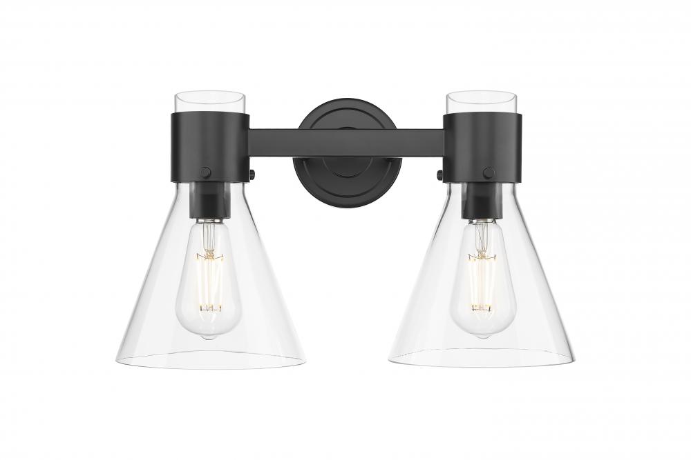 Lawton Cone - 2 Light - 17 inch - Matte Black - Bath Vanity Light