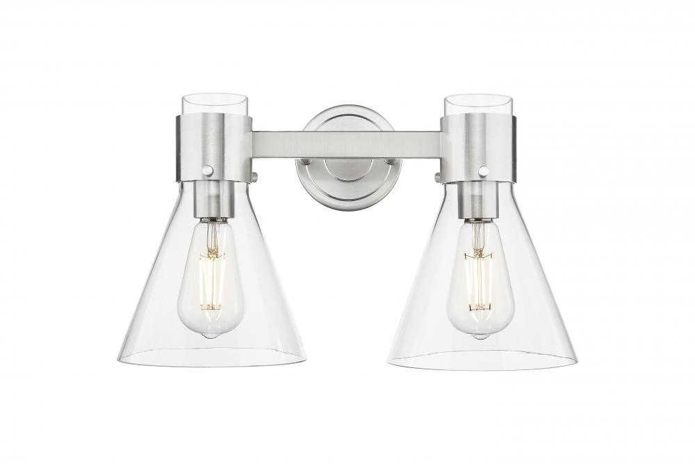 Lawton Cone - 2 Light - 17 inch - Satin Nickel - Bath Vanity Light