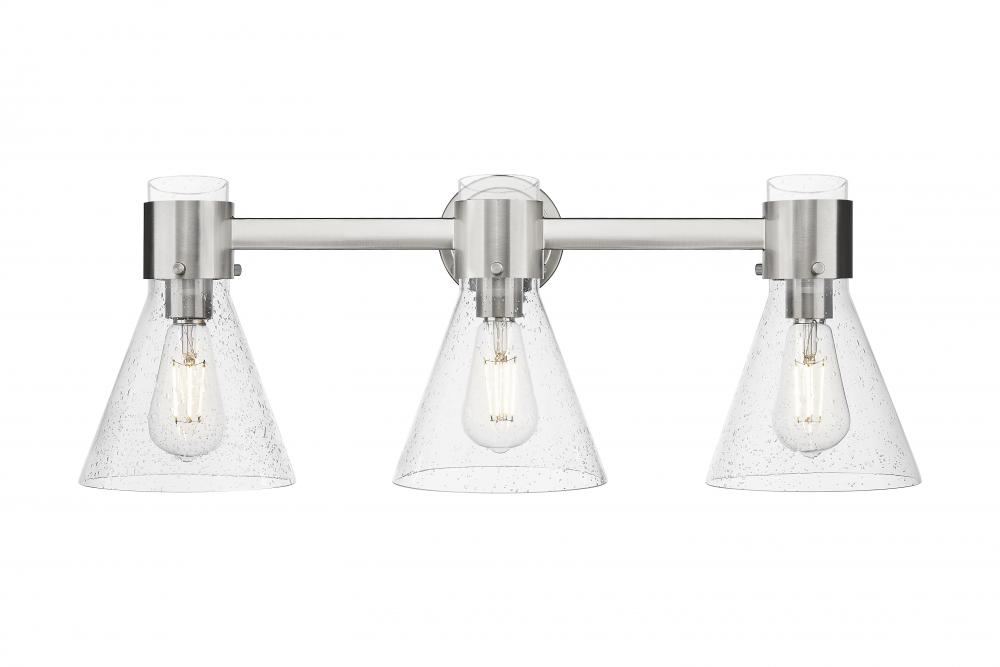 Lawton Cone - 3 Light - 27 inch - Satin Nickel - Bath Vanity Light