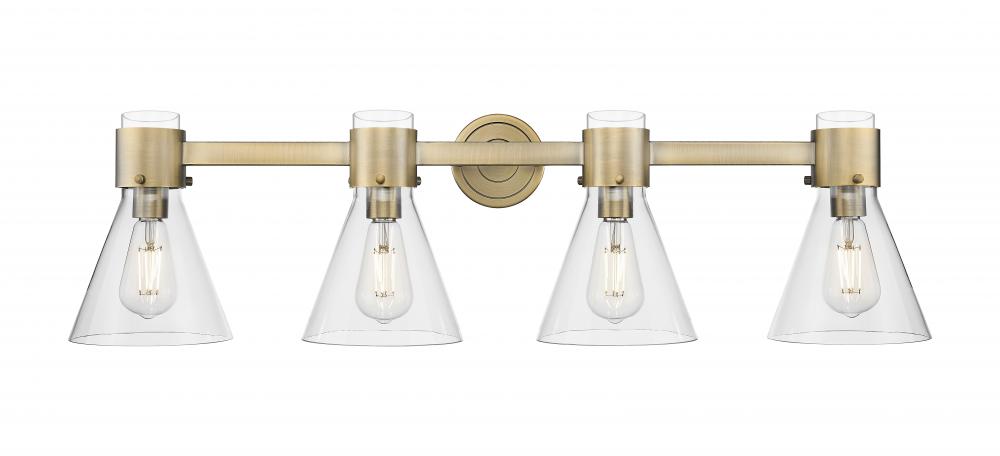 Lawton Cone - 4 Light - 27 inch - Brushed Brass - Bath Vanity Light