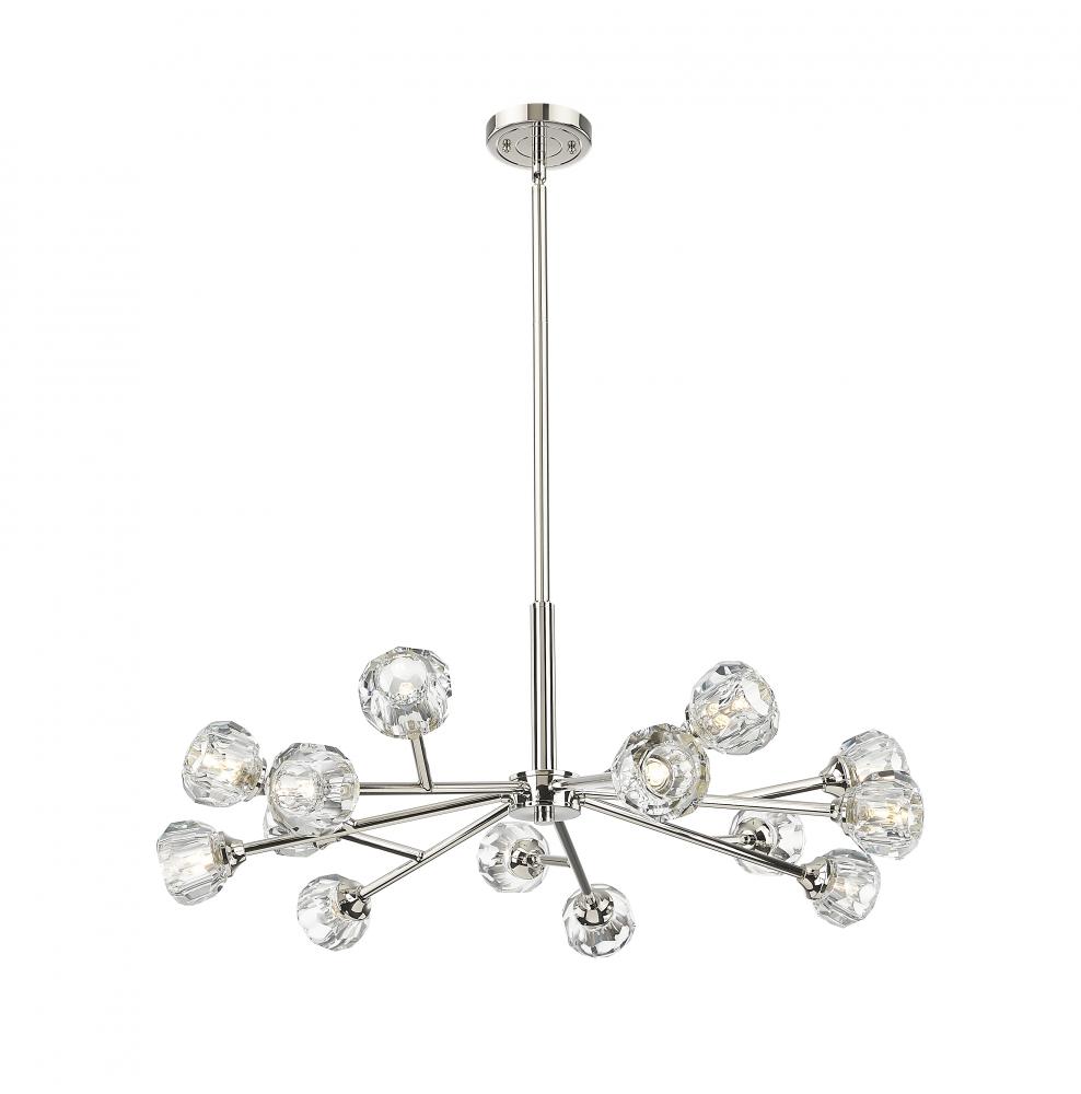 Aurora - 14 Light - 28 inch - Polished Nickel - Chandelier