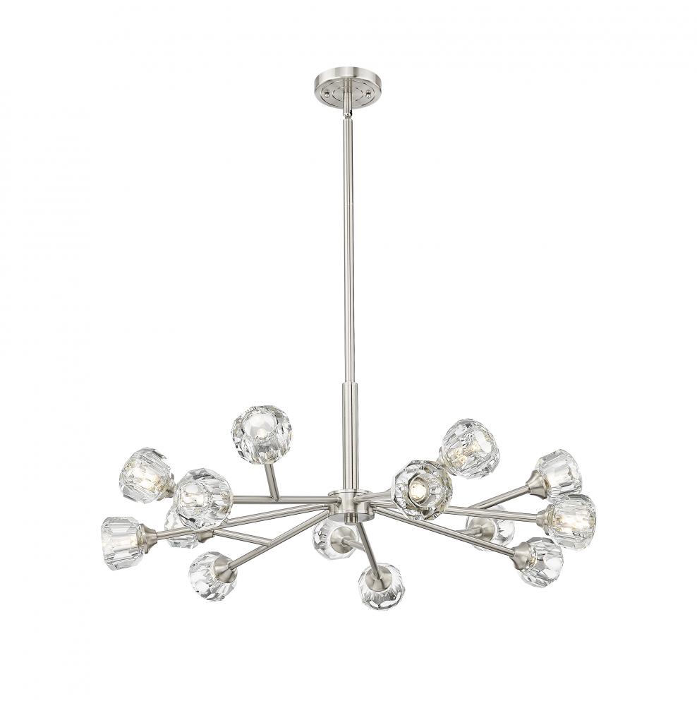 Aurora - 14 Light - 28 inch - Satin Nickel - Chandelier