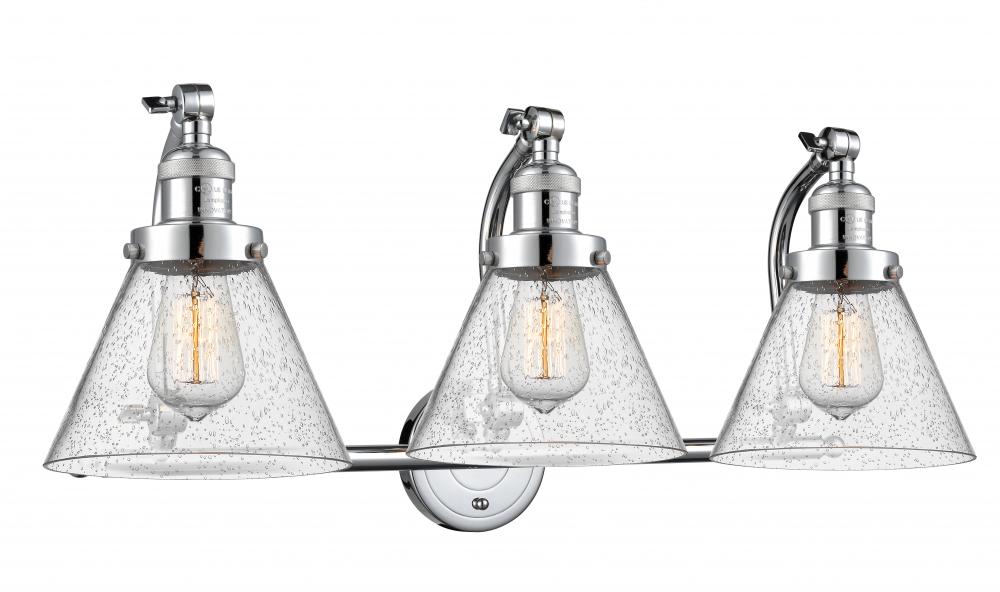 Cone - 3 Light - 28 inch - Polished Chrome - Adjustable Bath Vanity Light