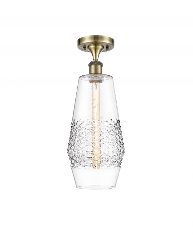 Windham - 1 Light - 7 inch - Antique Brass - Semi-Flush Mount