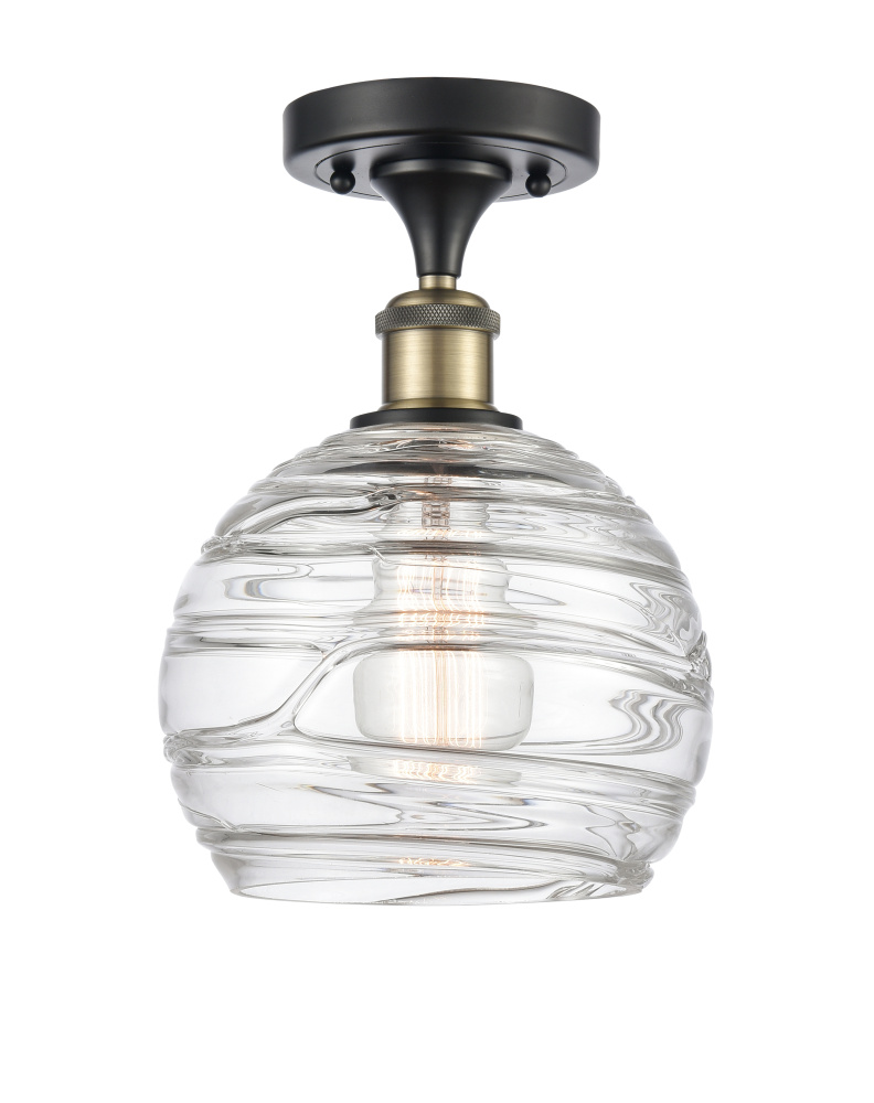 Athens Deco Swirl - 1 Light - 8 inch - Black Antique Brass - Semi-Flush Mount