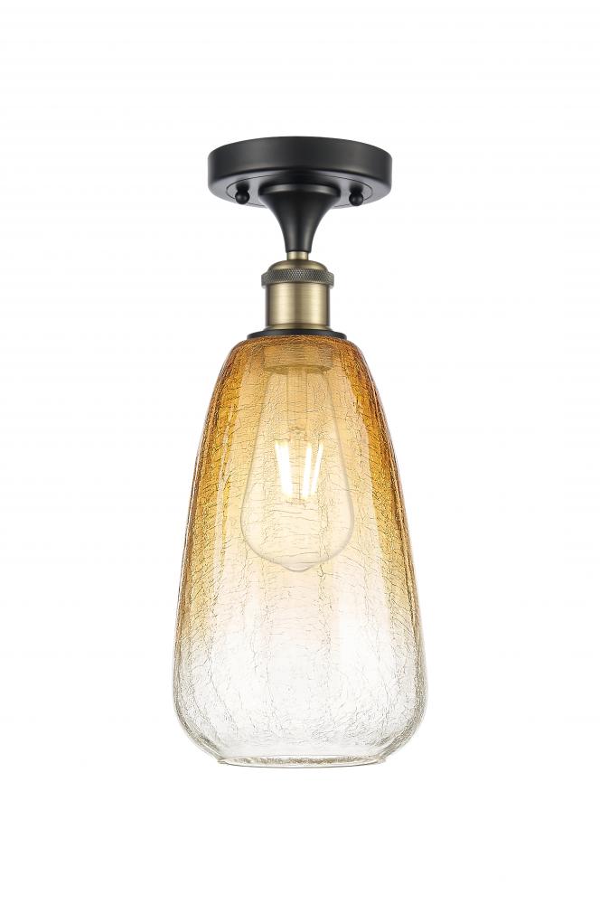 Brookhaven Almond - 1 Light - 6 inch - Black Antique Brass - Semi-Flush Mount