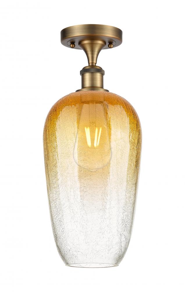 Brookhaven Flute - 1 Light - 7 inch - Brushed Brass - Semi-Flush Mount