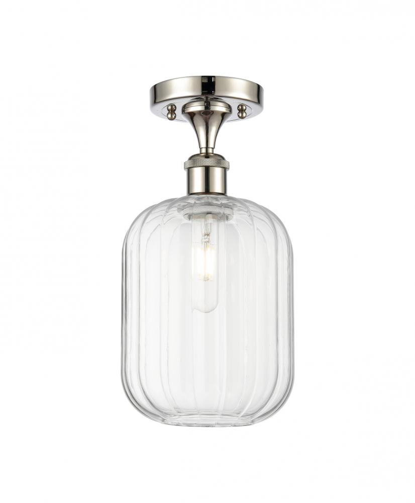 Preston Cylinder - 1 Light - 7 inch - Polished Nickel - Semi-Flush Mount