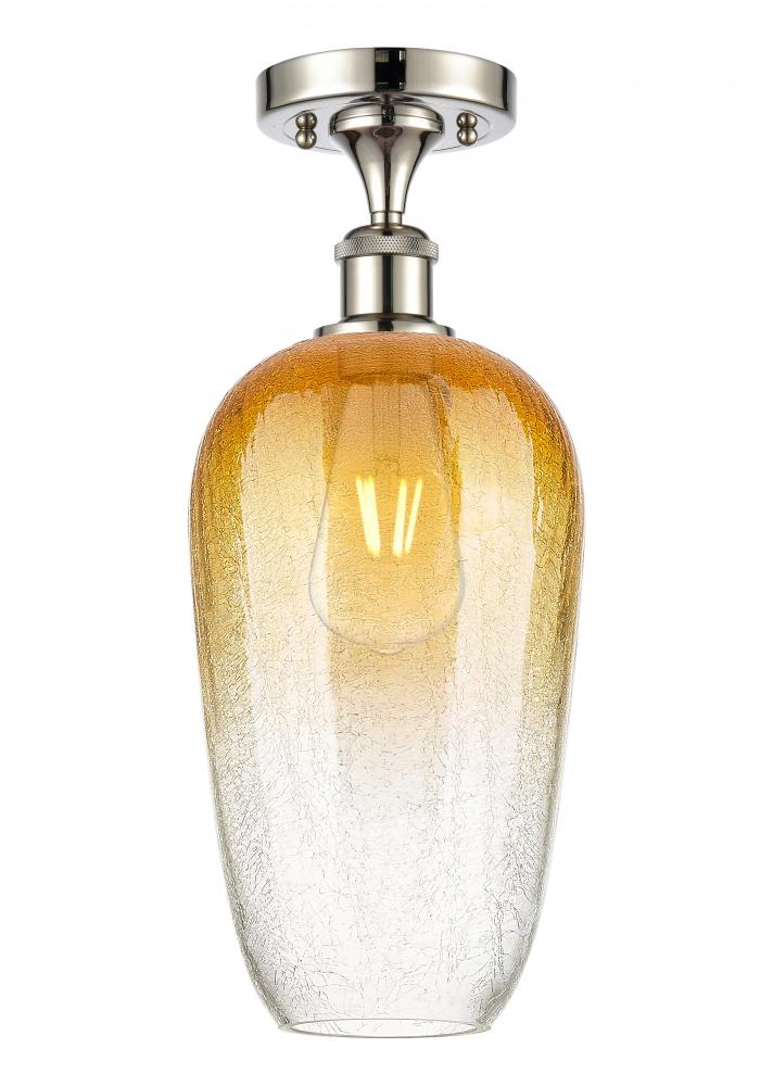 Brookhaven Flute - 1 Light - 7 inch - Polished Nickel - Semi-Flush Mount