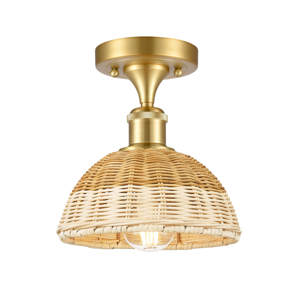 Bristol Natural II - 1 Light - 8 inch - Satin Gold - Semi-Flush Mount