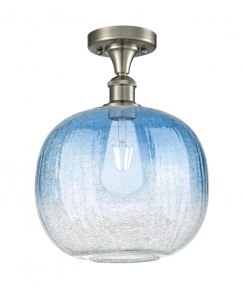 Brookhaven Sphere - 1 Light - 11 inch - Brushed Satin Nickel - Semi-Flush Mount