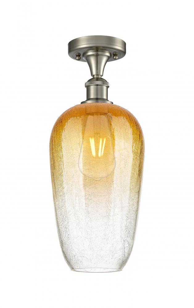 Brookhaven Flute - 1 Light - 7 inch - Brushed Satin Nickel - Semi-Flush Mount