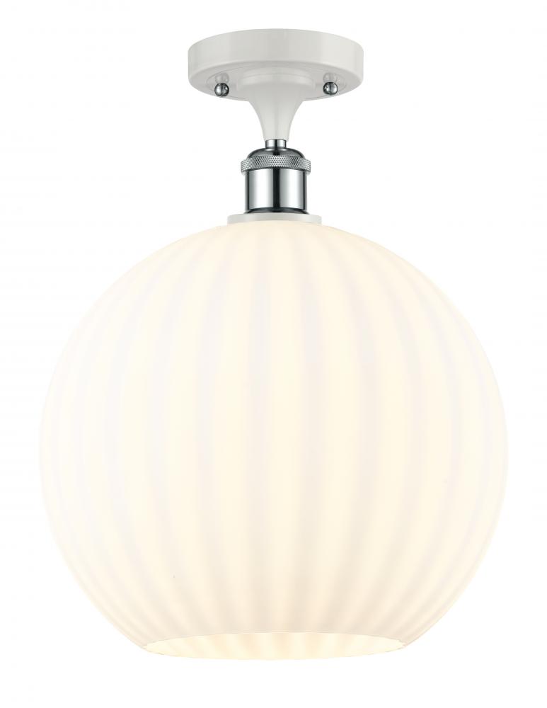 White Venetian - 1 Light - 12 inch - White Polished Chrome - Semi-Flush Mount