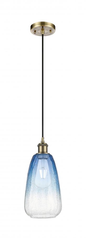 Brookhaven Almond - 1 Light - 6 inch - Antique Brass - Cord hung - Mini Pendant