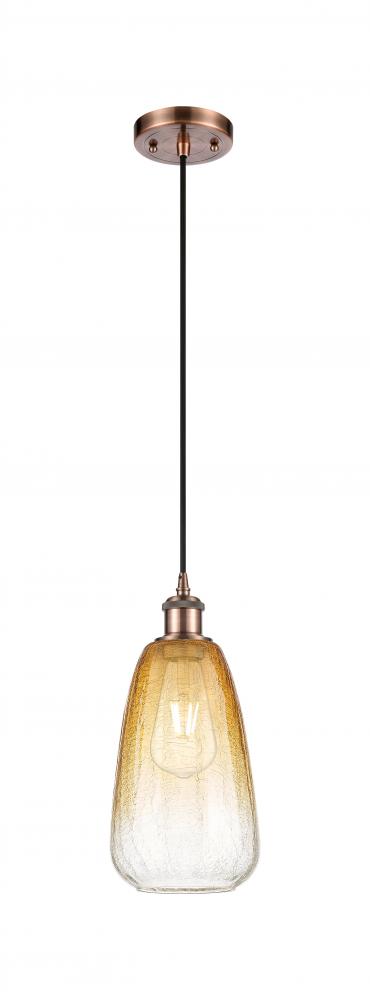 Brookhaven Almond - 1 Light - 6 inch - Antique Copper - Cord hung - Mini Pendant