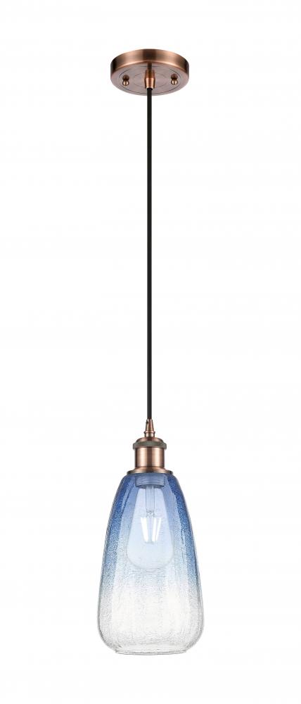 Brookhaven Almond - 1 Light - 6 inch - Antique Copper - Cord hung - Mini Pendant