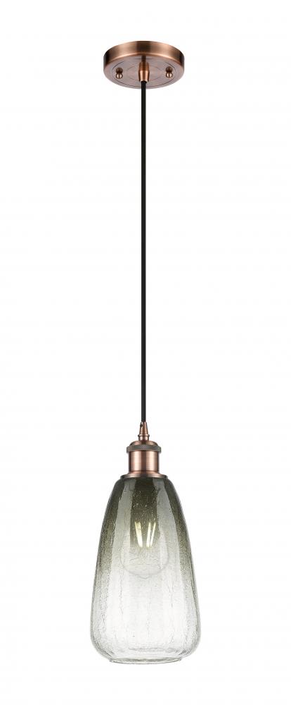 Brookhaven Almond - 1 Light - 6 inch - Antique Copper - Cord hung - Mini Pendant