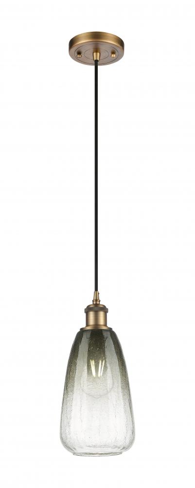 Brookhaven Almond - 1 Light - 6 inch - Brushed Brass - Cord hung - Mini Pendant