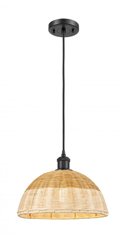 Bristol Natural II - 1 Light - 12 inch - Matte Black - Cord hung - Mini Pendant