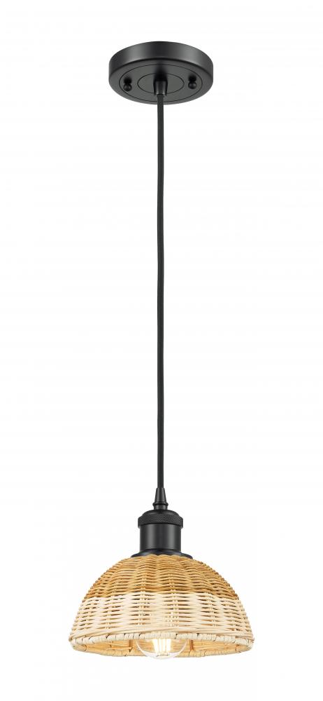 Bristol Natural II - 1 Light - 8 inch - Matte Black - Cord hung - Mini Pendant