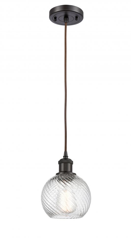 Small Twisted Swirl 1 Light Mini Pendant part of the Ballston Collection