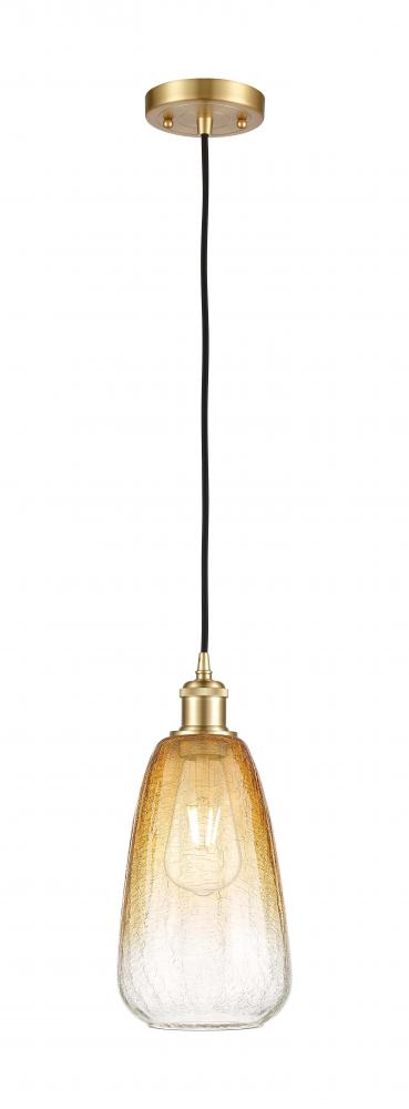 Brookhaven Almond - 1 Light - 6 inch - Satin Gold - Cord hung - Mini Pendant