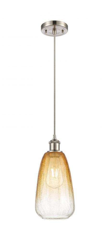Brookhaven Almond - 1 Light - 6 inch - Brushed Satin Nickel - Cord hung - Mini Pendant