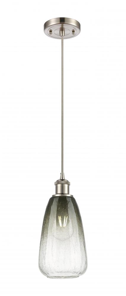 Brookhaven Almond - 1 Light - 6 inch - Brushed Satin Nickel - Cord hung - Mini Pendant