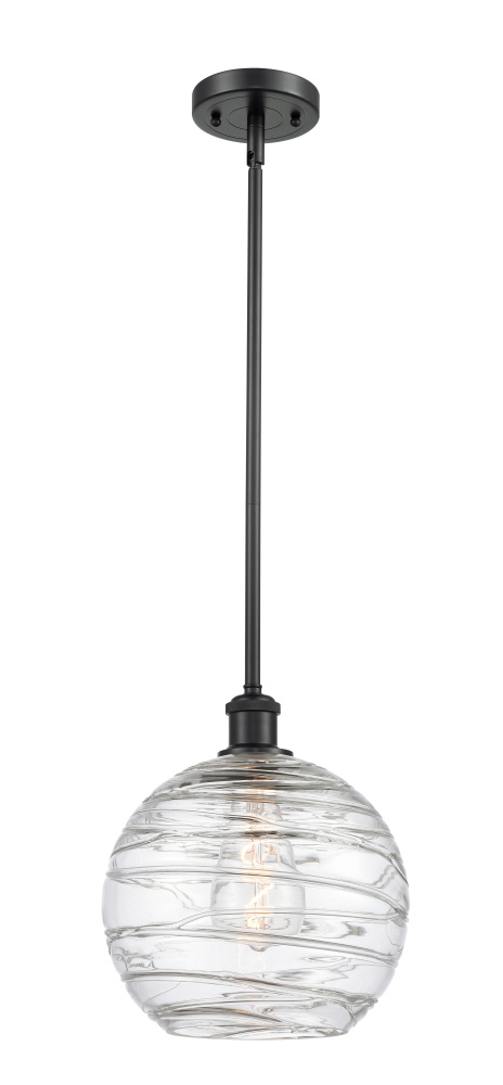 Athens Deco Swirl - 1 Light - 10 inch - Matte Black - Stem hung - Mini Pendant