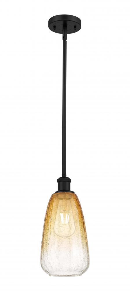 Brookhaven Almond - 1 Light - 6 inch - Matte Black - Stem hung - Mini Pendant