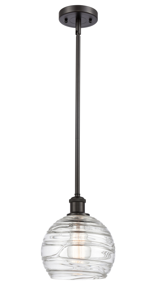 Athens Deco Swirl - 1 Light - 8 inch - Oil Rubbed Bronze - Stem hung - Mini Pendant