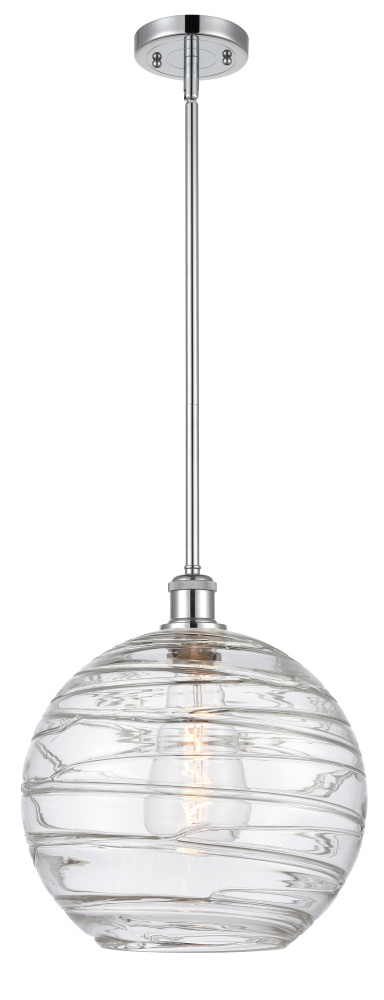 Athens Deco Swirl - 1 Light - 12 inch - Polished Chrome - Stem hung - Mini Pendant
