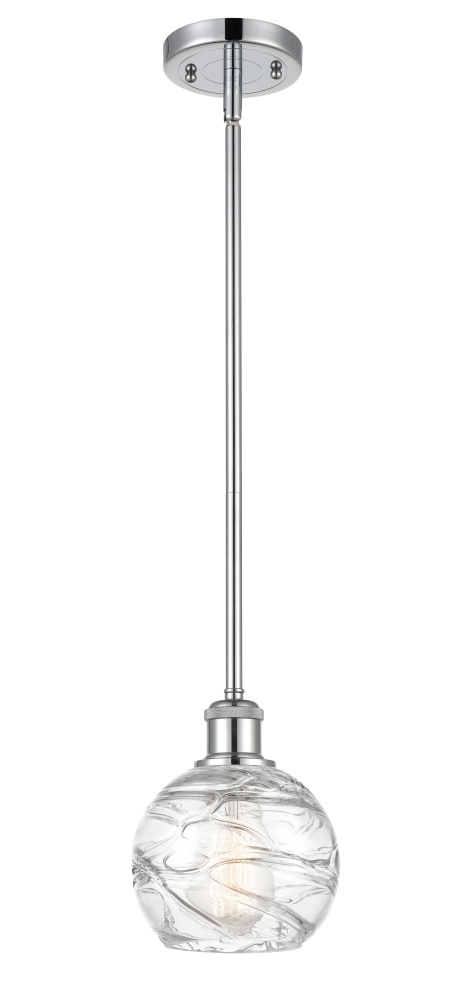 Athens Deco Swirl - 1 Light - 6 inch - Polished Chrome - Stem hung - Mini Pendant