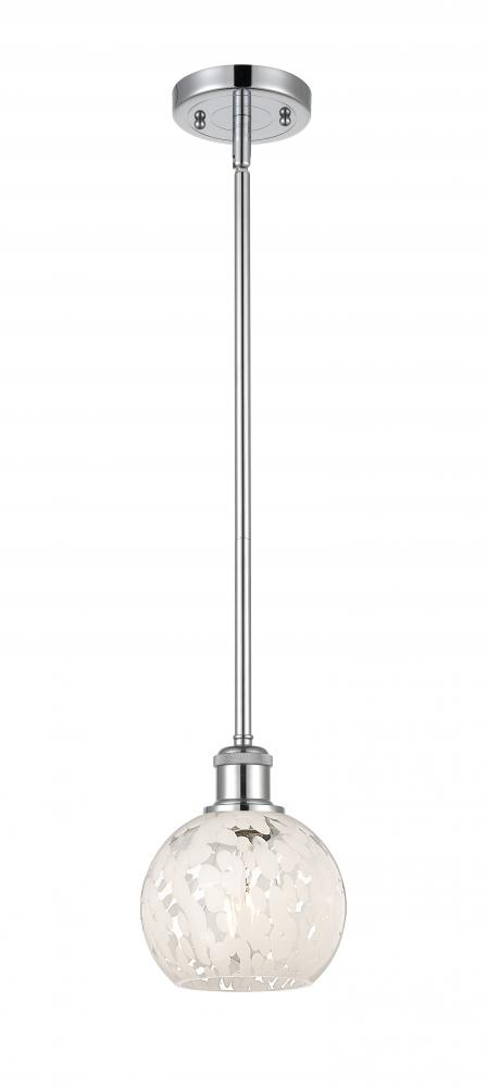 White Mouchette - 1 Light - 6 inch - Polished Chrome - Mini Pendant