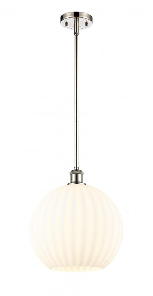 White Venetian - 1 Light - 12 inch - Polished Nickel - Mini Pendant