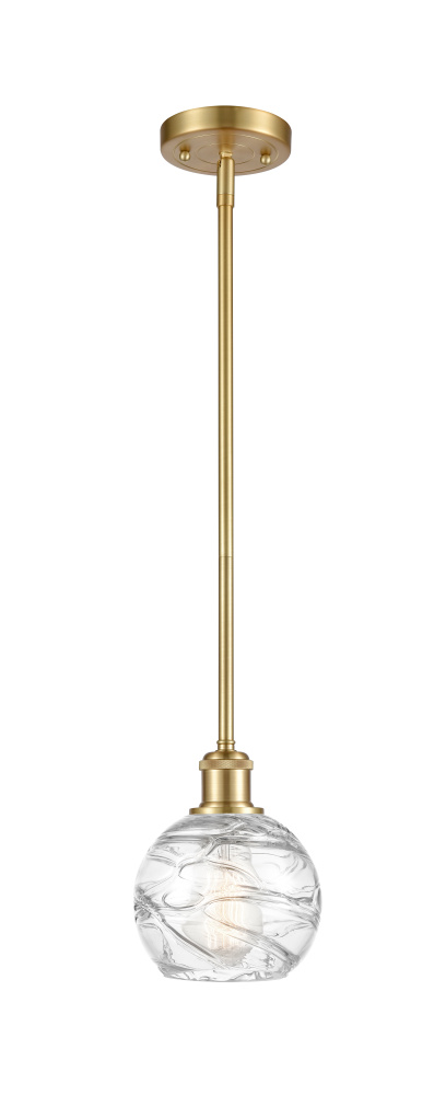 Athens Deco Swirl - 1 Light - 6 inch - Satin Gold - Stem hung - Mini Pendant