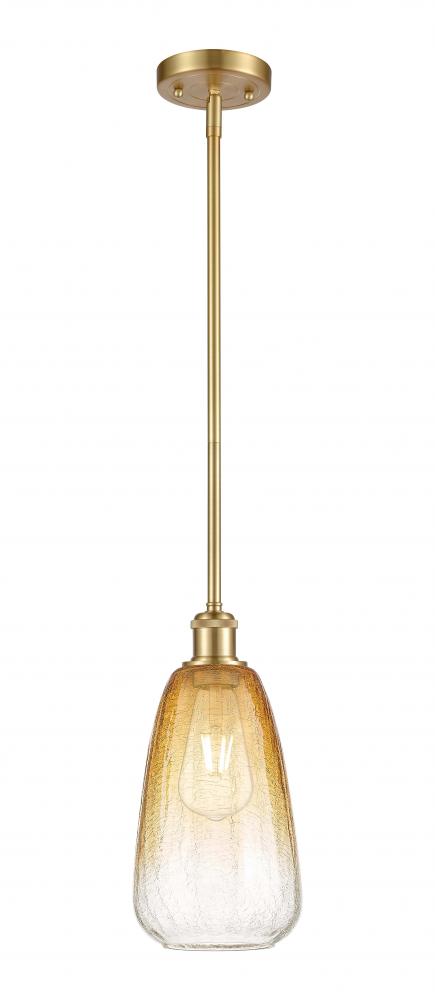 Brookhaven Almond - 1 Light - 6 inch - Satin Gold - Stem hung - Mini Pendant