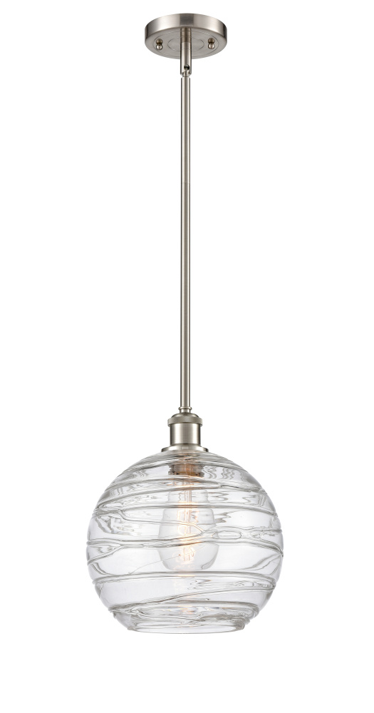 Athens Deco Swirl - 1 Light - 10 inch - Brushed Satin Nickel - Stem hung - Mini Pendant