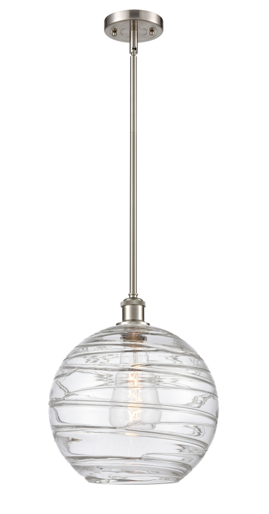 Athens Deco Swirl - 1 Light - 12 inch - Brushed Satin Nickel - Stem hung - Mini Pendant