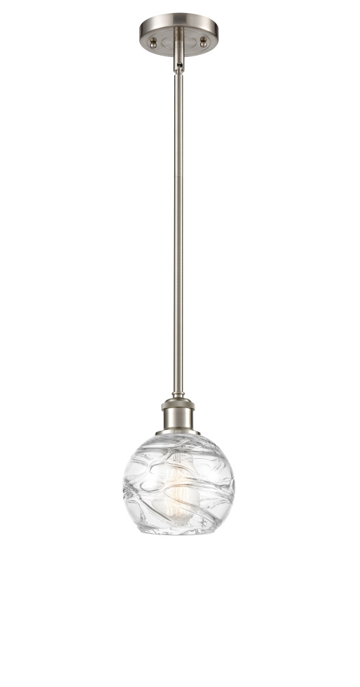 Athens Deco Swirl - 1 Light - 6 inch - Brushed Satin Nickel - Stem hung - Mini Pendant