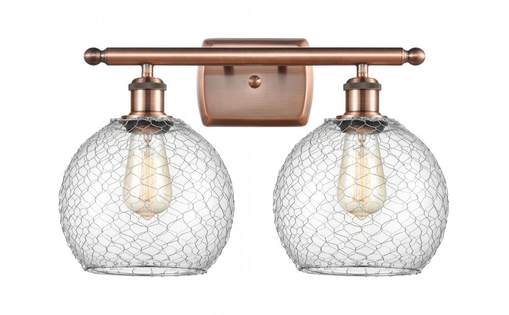 Farmhouse Chicken Wire 2 Light Bath Vanity Light