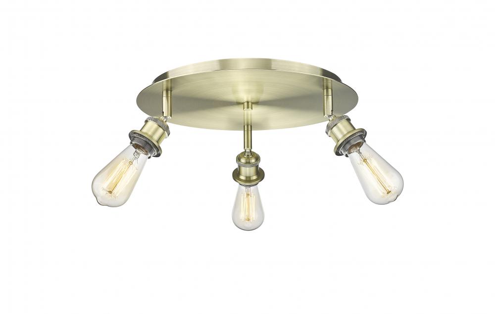 Ballston - 3 Light - 12 inch - Antique Brass - Semi-Flush Mount