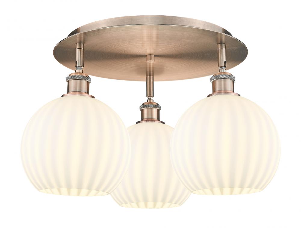 White Venetian - 3 Light - 20 inch - Antique Copper - Semi-Flush Mount