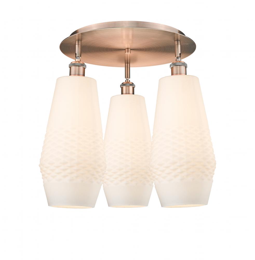 Windham - 3 Light - 19 inch - Antique Copper - Flush Mount