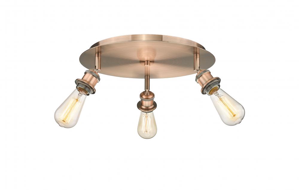 Ballston - 3 Light - 12 inch - Antique Copper - Semi-Flush Mount