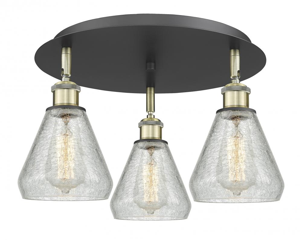 Conesus - 3 Light - 18 inch - Black Antique Brass - Semi-Flush Mount