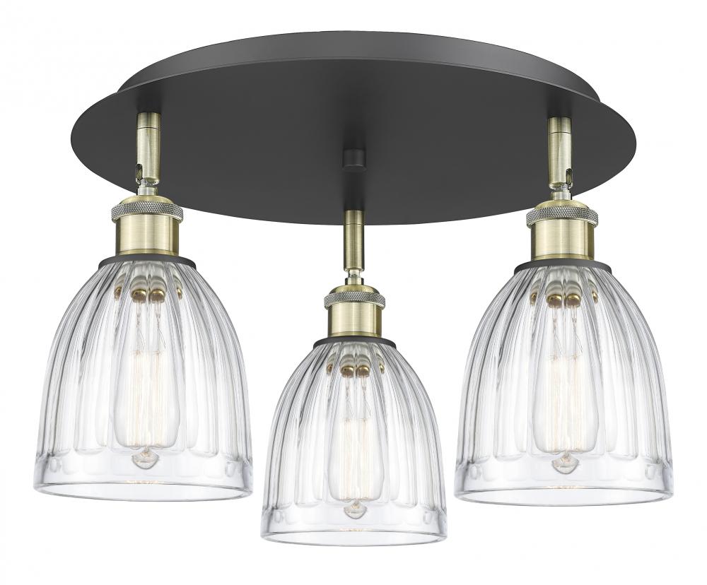 Brookfield - 3 Light - 18 inch - Black Antique Brass - Semi-Flush Mount