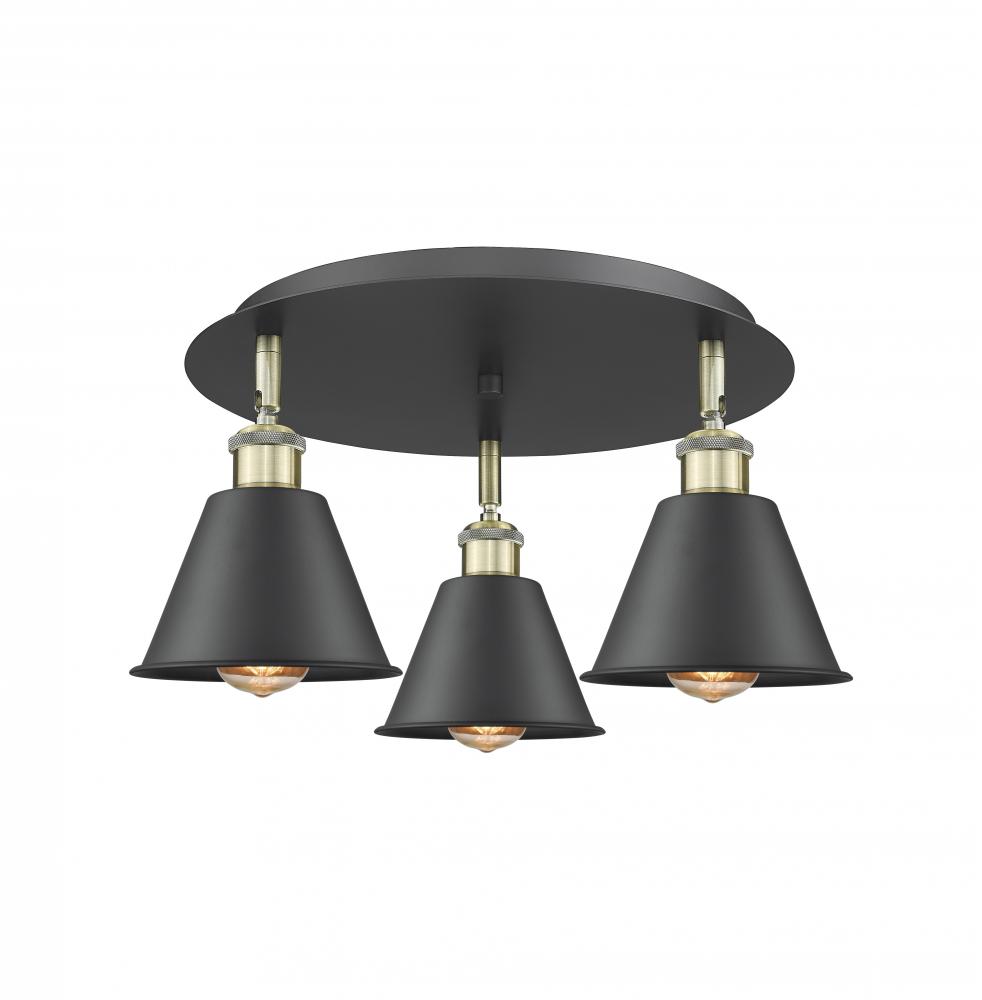 Ballston - 3 Light - 18 inch - Black Antique Brass - Semi-Flush Mount