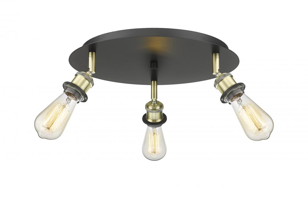 Ballston - 3 Light - 12 inch - Black Antique Brass - Semi-Flush Mount